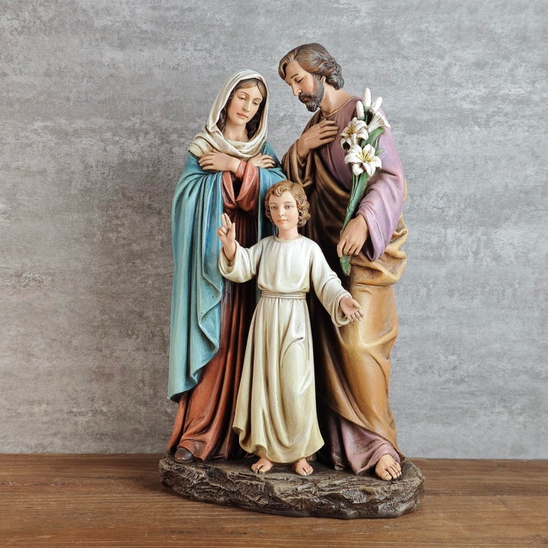 BC BUILDCLASSIC BC Catholic Holy Family Statue, Youth Jesus, St.Joseph, Virgin Mary, Indoor Inspirational Home DÃ©cor, Christmas Collection, Religious Gift, 12" H Renaissance Sculpture Handpainted by Buildclassic - Image 3