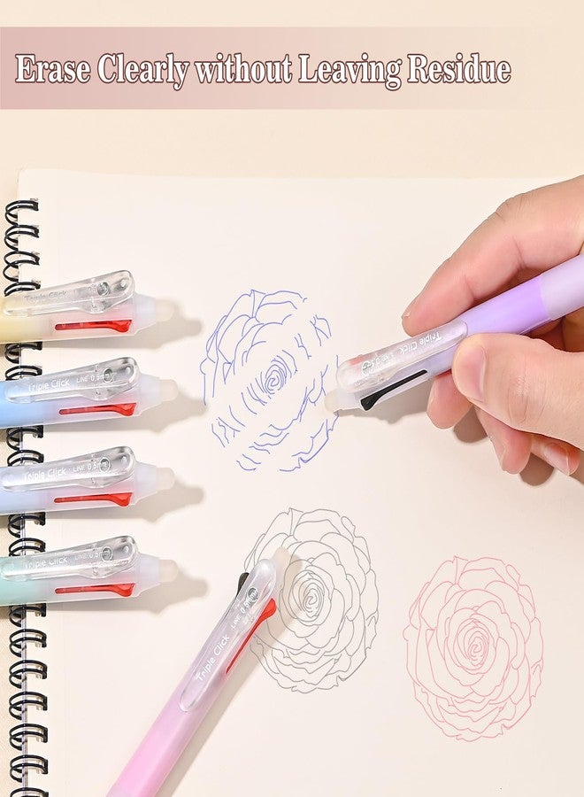 BAYTORY 6Pcs 3-Color Erasable Pens, Retractable 0.5mm Fine Point Pen with Eraser, Assorted Colors Quick Drying Erasable Gel Pens, Smooth Writing for Crossword Puzzles - Image 3