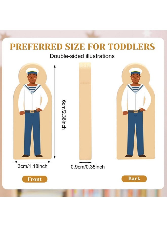 Arrowbash 30 Pcs Wooden Community Helpers Toys Multicultural Career Wooden People Figures Small Professionals Character Set for Preschool Classroom Games Educational Activity Sorting Stacking Toys - Image 2