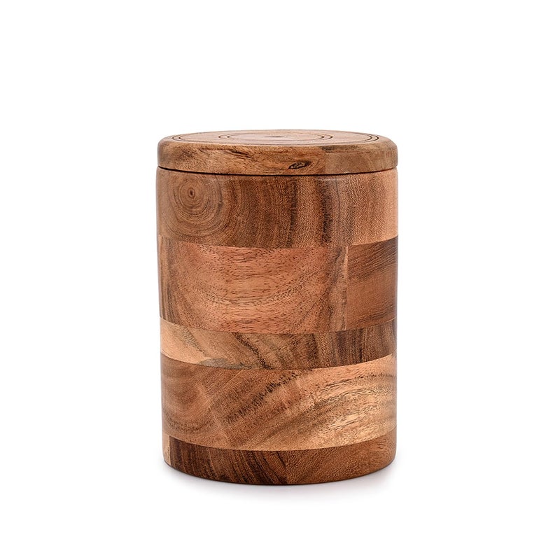 NIRMAN Acacia Wood round wooden storage jar with Lid for Keeping Cookies Coffee Flour Sugar Rice Other Dry Foods 45 x 45 x 6