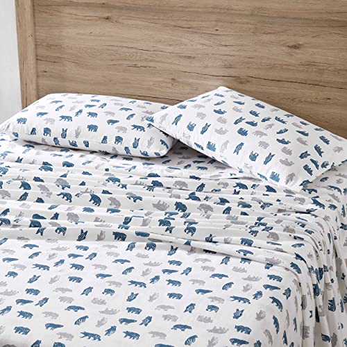 Eddie Bauer Queen Sheet Set Cotton Flannel Bedding Set Brushed for Extra Softness Cozy Home Dcor Bear Mountain Grey Queen - Image 3