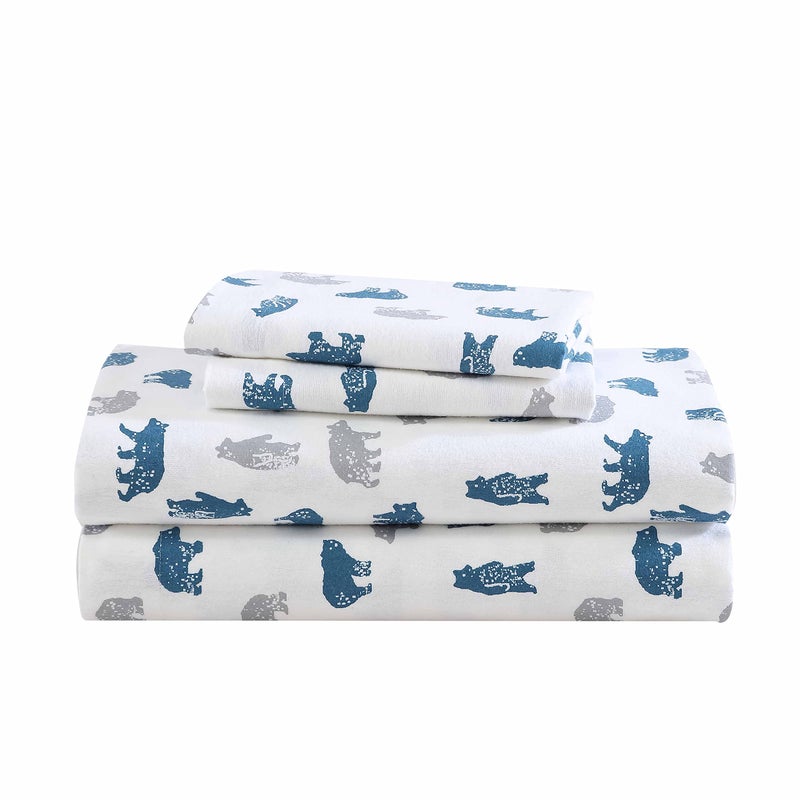 Eddie Bauer Queen Sheet Set Cotton Flannel Bedding Set Brushed for Extra Softness Cozy Home Dcor Bear Mountain Grey Queen - Image 2