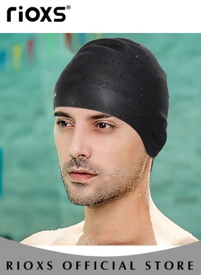 RIOXS Swim Equipment Set Anti-Fog UV Resistant Wide Clear Vision Swimming Goggles and Silicone Swimming Cap with Waterproof Ear Protection for Adults Men and Women - Image 2