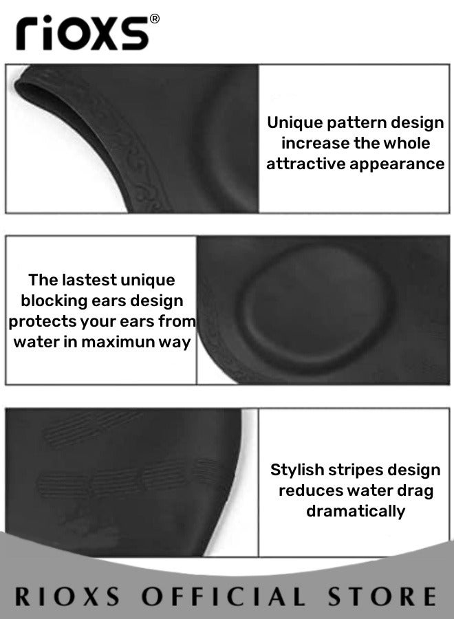 RIOXS Swim Equipment Set Anti-Fog UV Resistant Wide Clear Vision Swimming Goggles and Silicone Swimming Cap with Waterproof Ear Protection for Adults Men and Women - Image 5