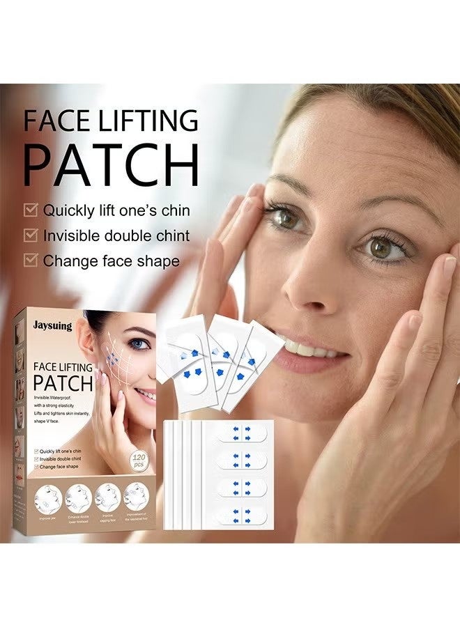 Jaysuing 120 Pcs Face Lifting Patch, Invisible Stretchable Facial Tape, for Double Chin Eyes Skin Facial Wrinkles Double Chin - Image 3