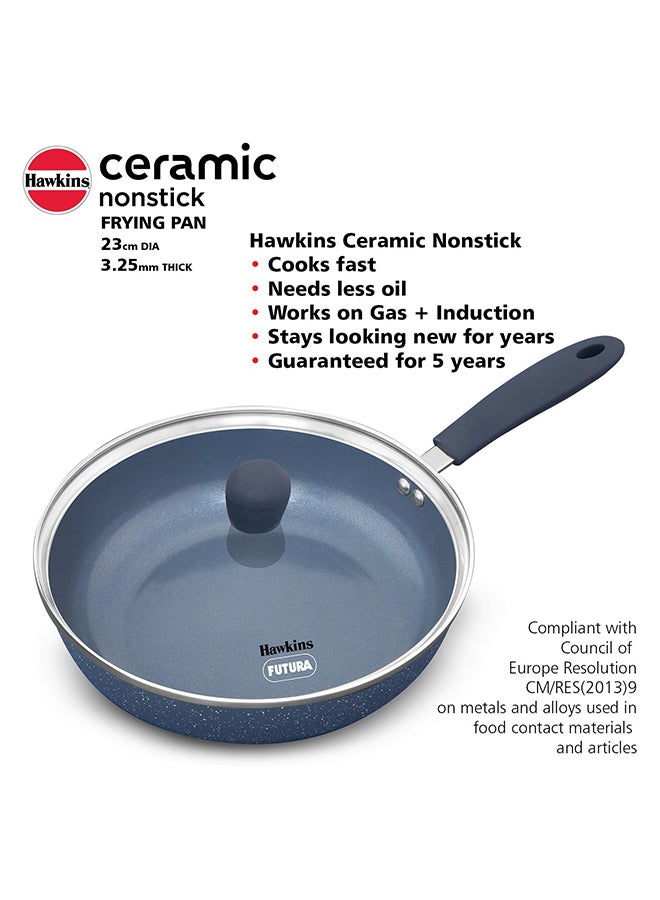 Hawkins مقلاة هاوكينز سيراميك غير لاصقة بغطاء زجاجي 24 سم، 3.25 مم  - Image 3
