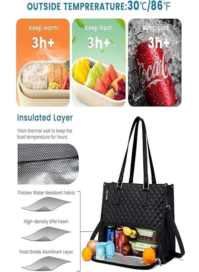 Runmay 1Pack, Women’s Lunch Tote Bag with Laptop Compartment | 2-in-1 Large Capacity Office Tiffin Bag, Waterproof, Insulated, Stylish Handbag for Work, Travel, Picnic. - Image 2