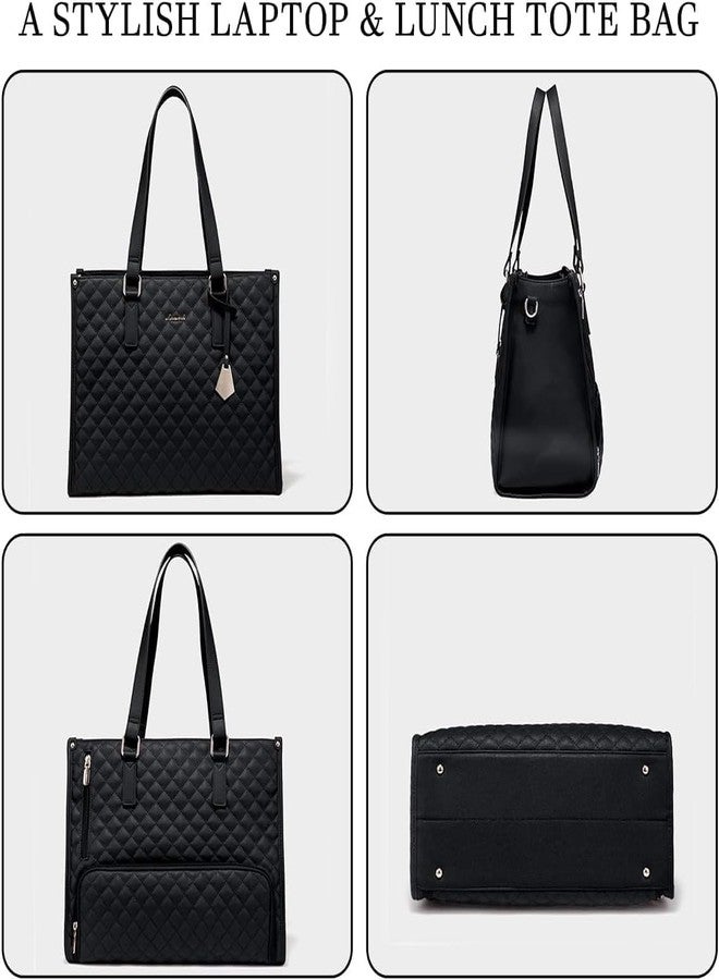 Runmay 1Pack, Women’s Lunch Tote Bag with Laptop Compartment | 2-in-1 Large Capacity Office Tiffin Bag, Waterproof, Insulated, Stylish Handbag for Work, Travel, Picnic. - Image 5