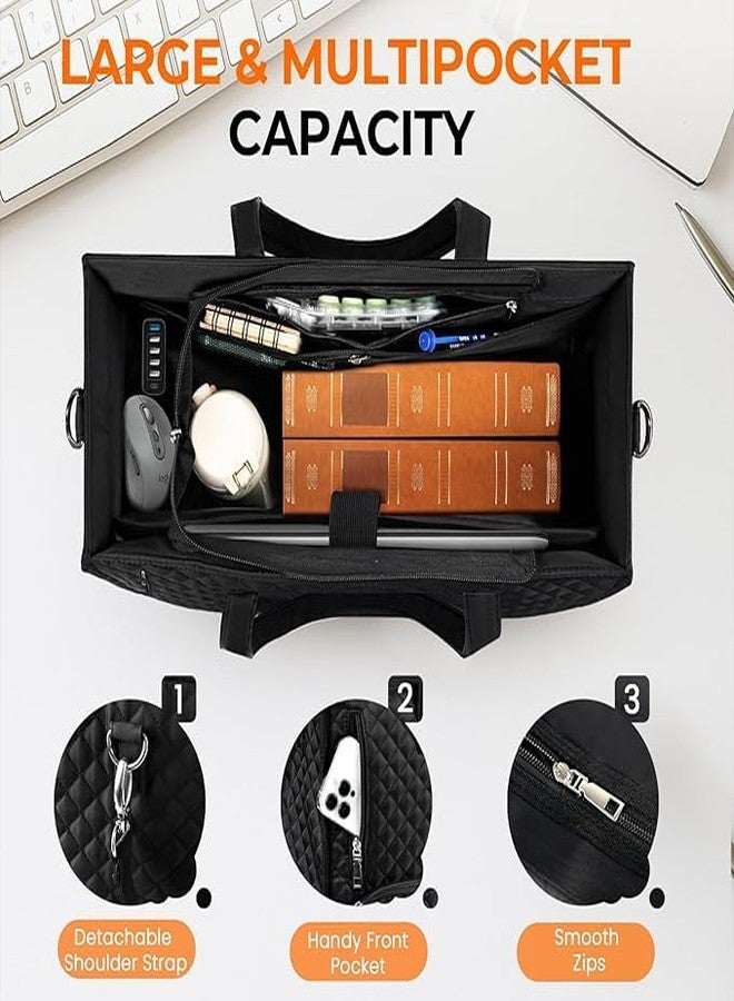 Runmay 1Pack, Women’s Lunch Tote Bag with Laptop Compartment | 2-in-1 Large Capacity Office Tiffin Bag, Waterproof, Insulated, Stylish Handbag for Work, Travel, Picnic. - Image 4