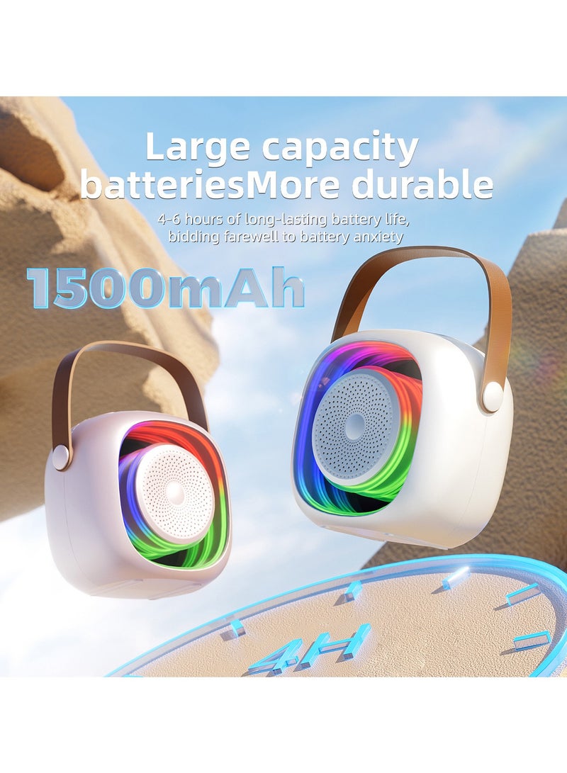 Karaoke Bluetooth Speaker with 2 Wireless Mic,Mini Portable Bluetooth Speaker with Microphone,Colorful Ambient Light for Family Gatherings and Entertainment - Image 3
