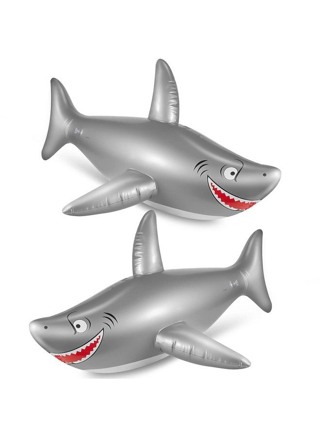 Zhanmai Inflatable Shark Float Pool Toy 40 Inch Pvc Large Shark Birthday Party Decorations For Baby Kids Under The Sea Theme Ocean Marine Beach (2 Pieces) - Image 1