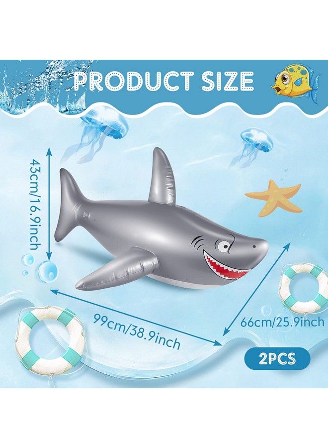 Zhanmai Inflatable Shark Float Pool Toy 40 Inch Pvc Large Shark Birthday Party Decorations For Baby Kids Under The Sea Theme Ocean Marine Beach (2 Pieces) - Image 3