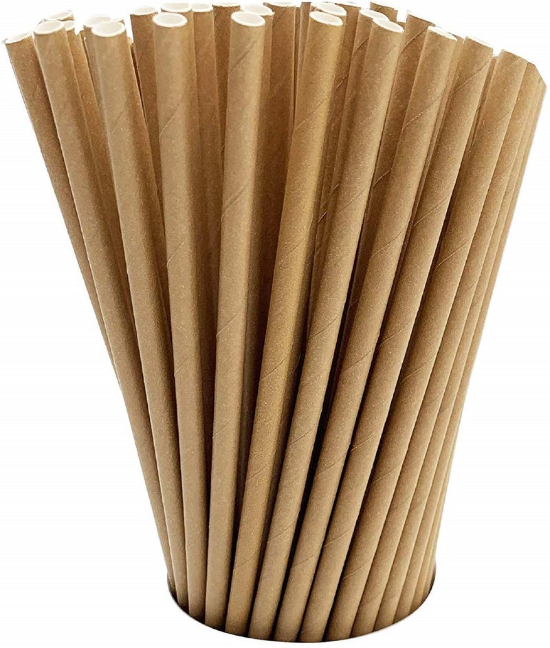 GDMINLO 100 Pack Kraft Paper Straws Biodegradable co-Friendly Drinking Bulk for Party Supplies  Bridal/Baby Shower  Birthday  Mixed Drinks  Weddings  Restaurant  Food Service - Image 1