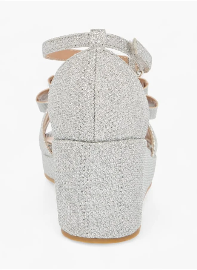 Celeste Girls Embellished Wedge Sandals With Hook And Loop Closure Ramadan Collection