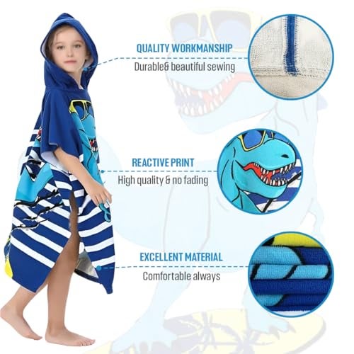 TONY STARK Poncho Towel for Kids, Beach Towel with Hoodie, 60x60cm Travel Towel for 1-7 Years Girls and Boys, Soft Microfiber Sleeved Poncho (Mermaid Lagoon Dreams) - Image 3