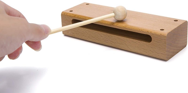 Mihey Wood Block Musical Instrument with Mallet Solid Hardwood Percussion Rhythm Blocks - Image 3
