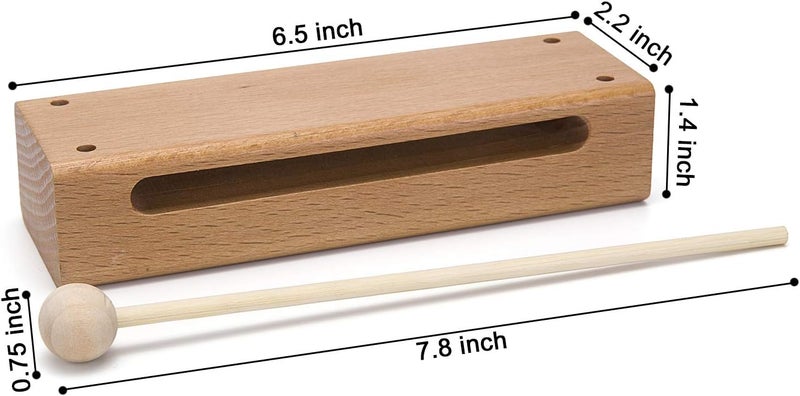 Mihey Wood Block Musical Instrument with Mallet Solid Hardwood Percussion Rhythm Blocks - Image 5