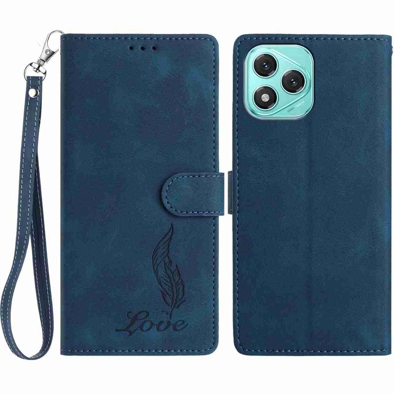 إيروريكس جراب هاتف For Honor 400 Lite Global Feel Embossed Feather Leather (أزرق داكن) - Image 1