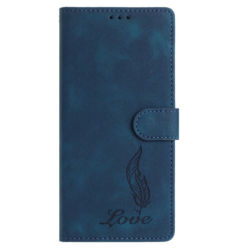 إيروريكس جراب هاتف For Honor 400 Lite Global Feel Embossed Feather Leather (أزرق داكن) - Image 2