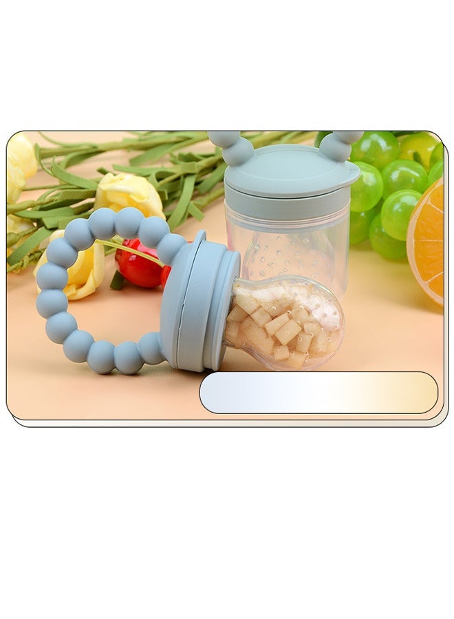 1 Pack Silicone Baby Fruit Food Feeding Pacifiers, 3 Sizes Silicone Pouches, BPA-Free Baby Mesh Feeder, Fruit and Vegetable Teething Feeder for Kids - Beige - Image 4