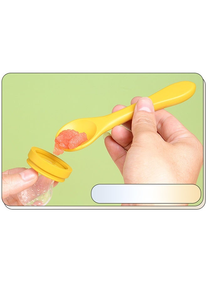 1 Pack Silicone Baby Fruit Food Feeding Pacifiers, 3 Sizes Silicone Pouches, BPA-Free Baby Mesh Feeder, Fruit and Vegetable Teething Feeder for Kids - Beige - Image 3