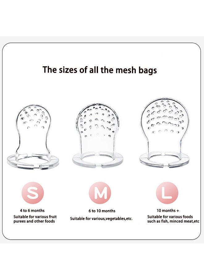 1 Pack Silicone Baby Fruit Food Feeding Pacifiers, 3 Sizes Silicone Pouches, BPA-Free Baby Mesh Feeder, Fruit and Vegetable Teething Feeder for Kids - Beige - Image 5