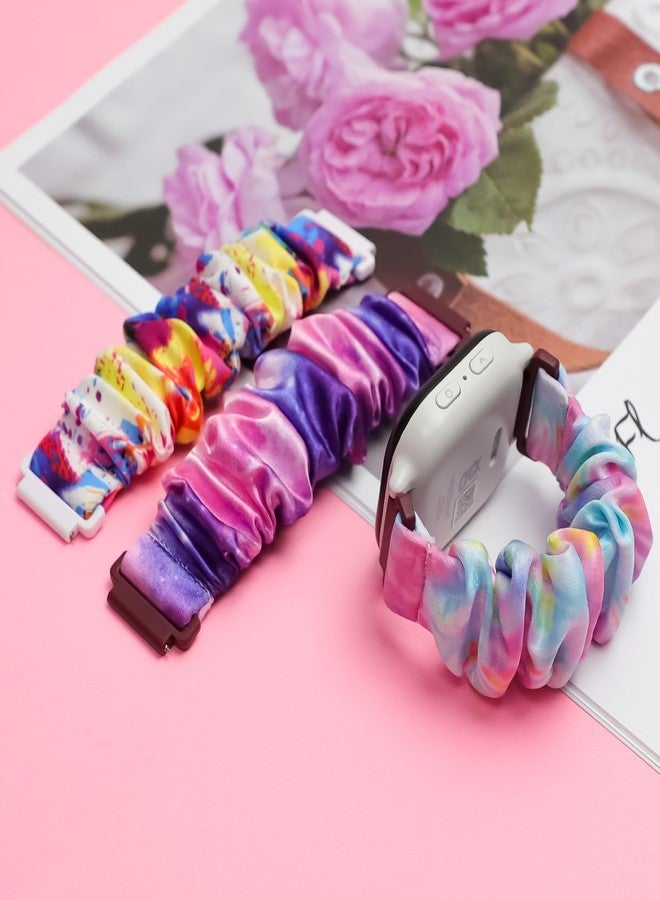 BXKM 3 Pack Scrunchie Band Compatible Gizmo Watch 3 Adventrue 3 2 1/Gabb Watch 3e 3 2 1/SyncUP Watch/Cosmo JrTrack Watch Band,Cute Printed Soft Elastic Stretchy Solo Loop Watch Bands Replacement - Image 3