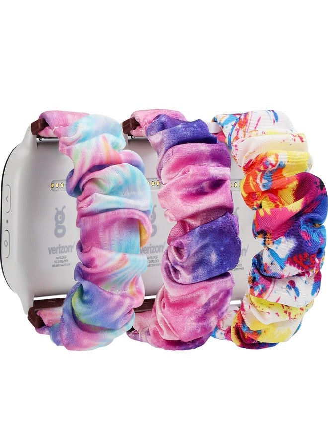 BXKM 3 Pack Scrunchie Band Compatible Gizmo Watch 3 Adventrue 3 2 1/Gabb Watch 3e 3 2 1/SyncUP Watch/Cosmo JrTrack Watch Band,Cute Printed Soft Elastic Stretchy Solo Loop Watch Bands Replacement - Image 1