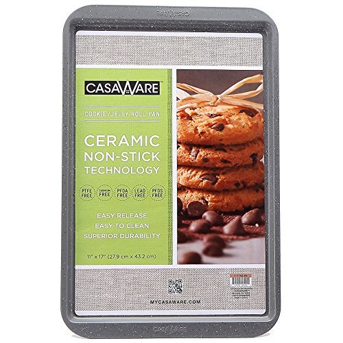 CasaWare Ceramic Coated NonStick Cookie/Jelly Roll Pan 11"x17" (Silver Granite) - Image 5