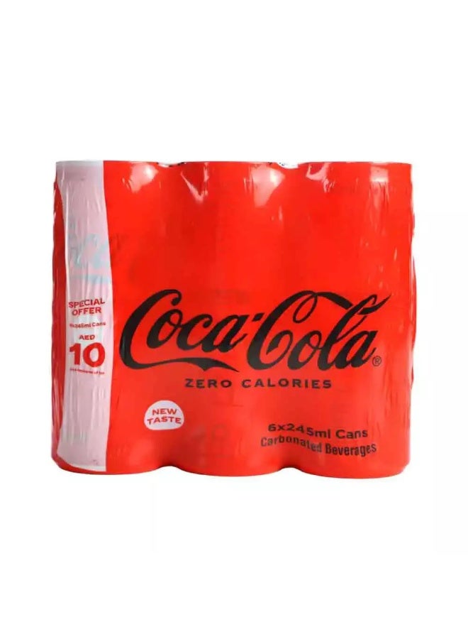 Coca-Cola Zero Calories Carbonated Beverages Cans- 6X245 ml - Image 1