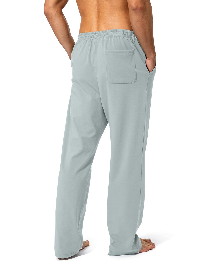 Pudolla Men's Cotton Yoga Sweatpants Athletic Lounge Pants Open Bottom Casual Jersey Pants for Men with Pockets (Storm Grey Large) - Image 3
