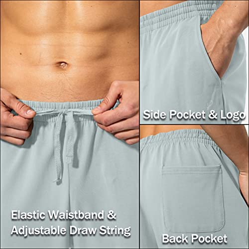 Pudolla Men's Cotton Yoga Sweatpants Athletic Lounge Pants Open Bottom Casual Jersey Pants for Men with Pockets (Storm Grey Large) - Image 5