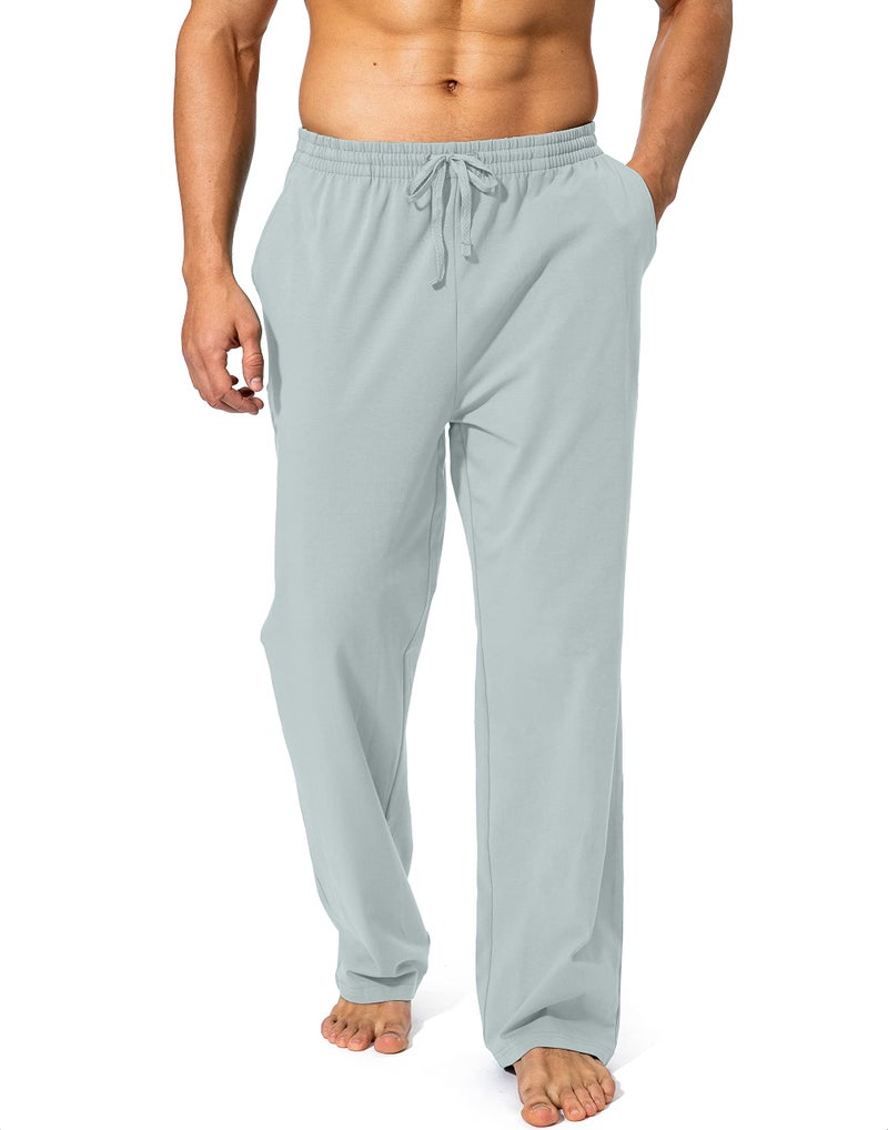 Pudolla Men's Cotton Yoga Sweatpants Athletic Lounge Pants Open Bottom Casual Jersey Pants for Men with Pockets (Storm Grey Large) - Image 2