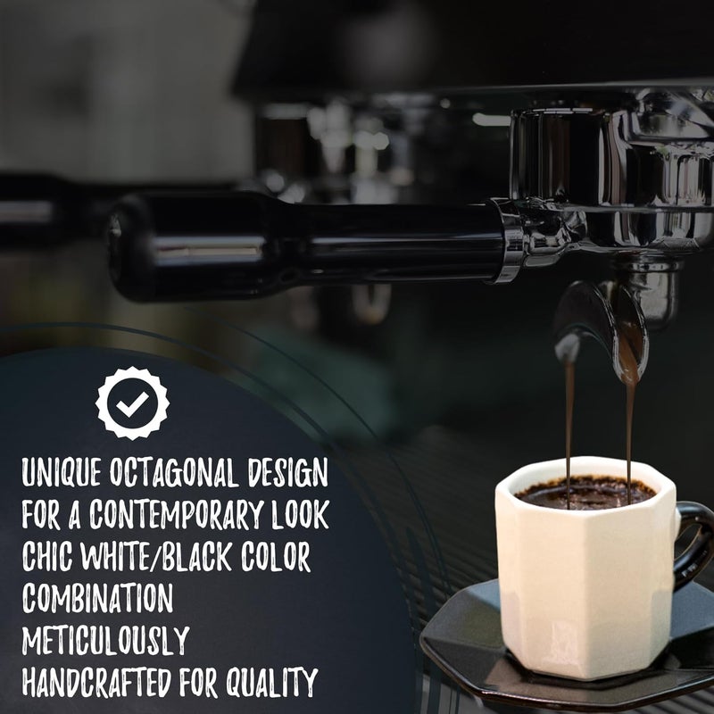 Bacimi Mini Ceramic Espresso Cups with Saucer  Set of 427oz  80ML  Small Drinking Cups with Handle  Dishwasher  Microwave Safe  Modern Italian Inspired Mugs for Coffee Cocoa - Image 5