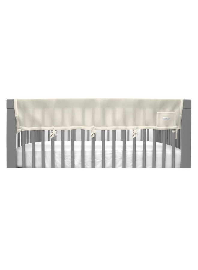 BreathableBaby Breathable Mesh RailGuard Teething Cover - White - 51” Long Panel (1) - Fits Most Full-Size and Does Not Fit Mini Cribs - Use with Coordinating Short Panels - Ecru - Image 1