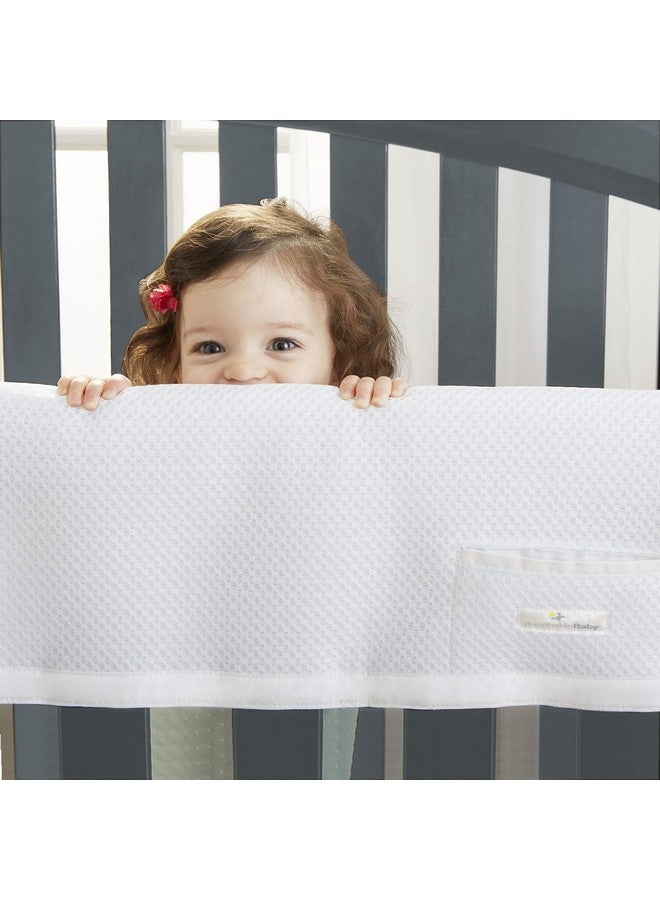 BreathableBaby Breathable Mesh RailGuard Teething Cover - White - 51” Long Panel (1) - Fits Most Full-Size and Does Not Fit Mini Cribs - Use with Coordinating Short Panels - Ecru - Image 4