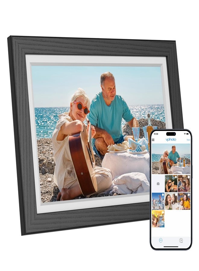 Dragon Touch Digital Picture Frame WiFi 10 inch IPS Touch Screen Digital Photo Frame Display, 32GB Storage, Auto-Rotate, Share Photos via App, Email, Cloud, Classic 10 Brown - Image 1