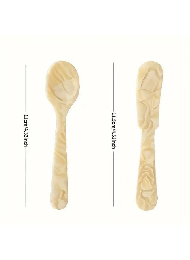 Leopard Pattern Acrylic Spoon And Butter Set Shatterproof Kitchenware For Jams Desserts - Image 2