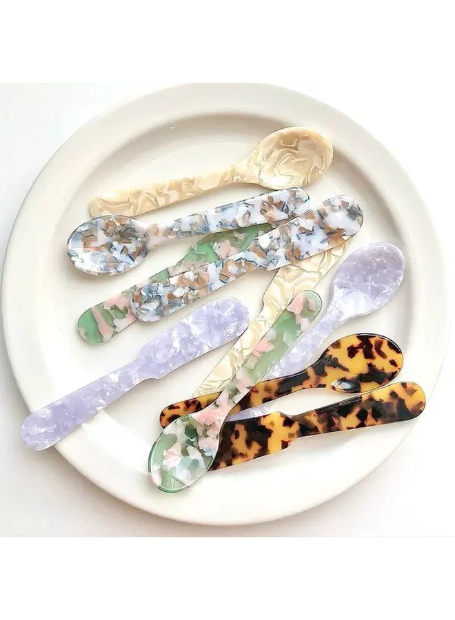 Leopard Pattern Acrylic Spoon And Butter Set Shatterproof Kitchenware For Jams Desserts - Image 3