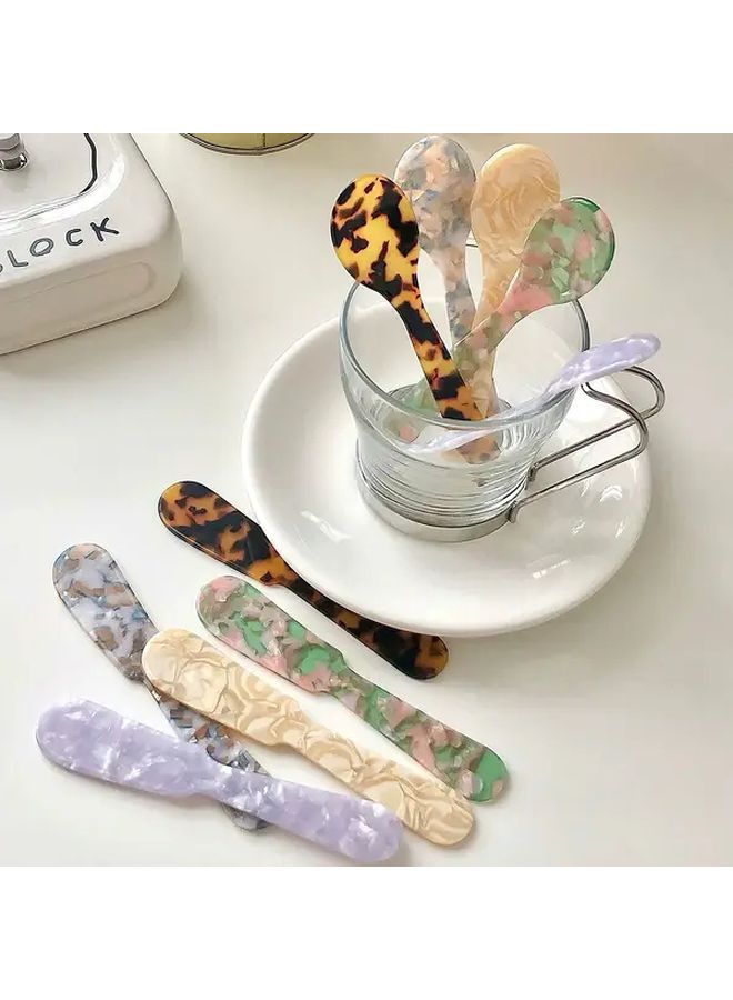 Leopard Pattern Acrylic Spoon And Butter Set Shatterproof Kitchenware For Jams Desserts - Image 1