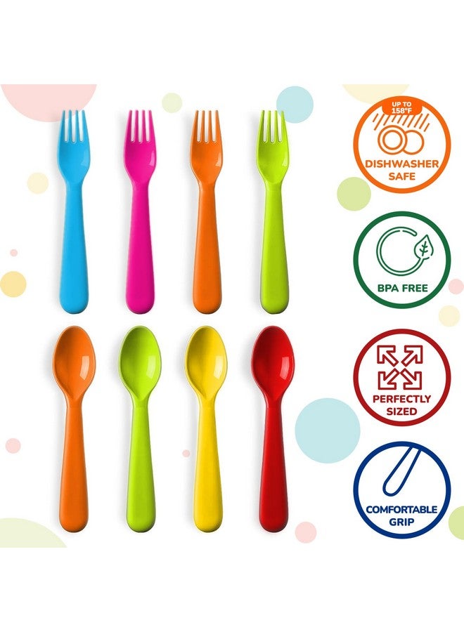 PLASKIDY Plastic Toddler Utensils Set of 12 Kids Utensils Forks and Spoons - BPA FREE/Dishwasher Safe Toddlers Silverware Set Brightly Colored Children's Safe Flatware Cutlery Set - Image 2