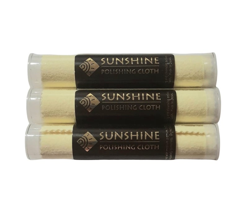 SUN SHINE Sunshine 3 Polishing Cloths Jewelry Cleaner Tube Silver Brass Gold Copper - Image 1