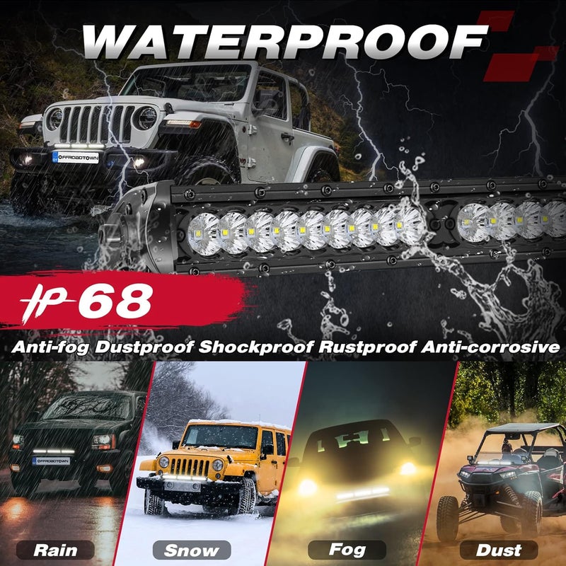OFFROADTOWN 18 Inch LED Light Bar Slim 150W 15000LM Spot Flood Combo Off Road Driving Lights - Image 4