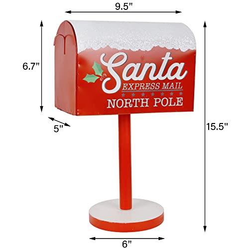 Adroiteet Christmas Decorations Santa Mailbox, 15.5" H x 9.5" W Express Mail to North Pole Metal Letter Box, Christmas Decorative Box for Home Room Indoor Outdoor Front Door Xmas Holiday Party - Image 3