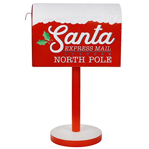 Adroiteet Christmas Decorations Santa Mailbox, 15.5" H x 9.5" W Express Mail to North Pole Metal Letter Box, Christmas Decorative Box for Home Room Indoor Outdoor Front Door Xmas Holiday Party - Image 1