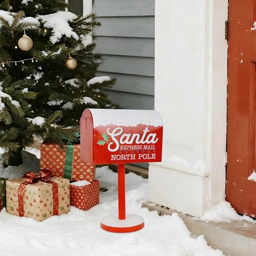 Adroiteet Christmas Decorations Santa Mailbox, 15.5" H x 9.5" W Express Mail to North Pole Metal Letter Box, Christmas Decorative Box for Home Room Indoor Outdoor Front Door Xmas Holiday Party - Image 5
