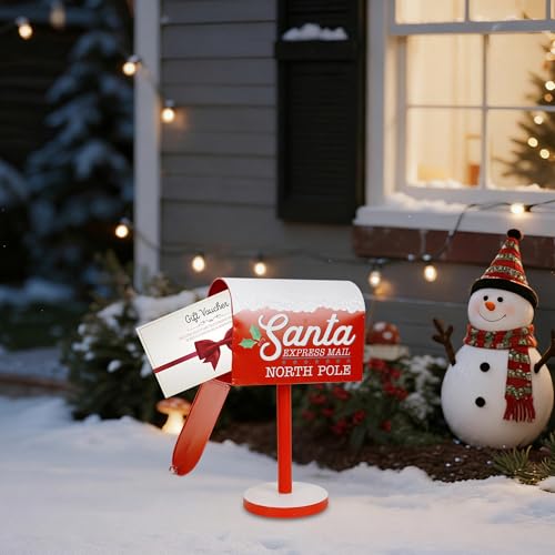 Adroiteet Christmas Decorations Santa Mailbox, 15.5" H x 9.5" W Express Mail to North Pole Metal Letter Box, Christmas Decorative Box for Home Room Indoor Outdoor Front Door Xmas Holiday Party - Image 4