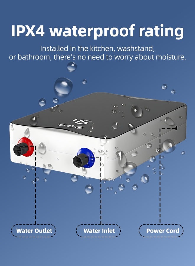 ALongDeng Electric Water Heater 5500W Portable Tankless Water Heater with LED Display Adjustable Temperature IPX4 Waterproof Instant Water Heater for Shower Bathroom Kitchen - Image 3