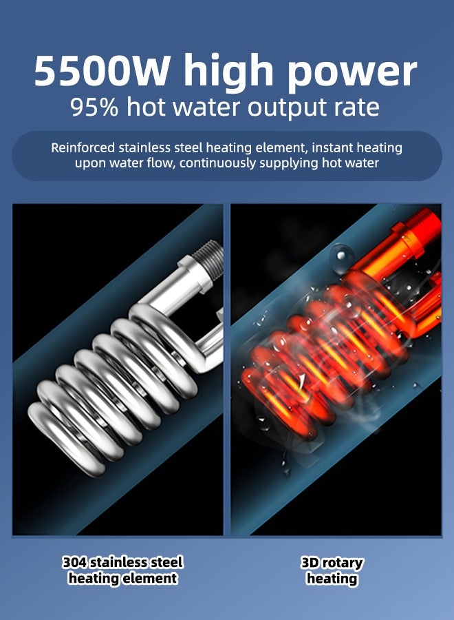 ALongDeng Electric Water Heater 5500W Portable Tankless Water Heater with LED Display Adjustable Temperature IPX4 Waterproof Instant Water Heater for Shower Bathroom Kitchen - Image 4