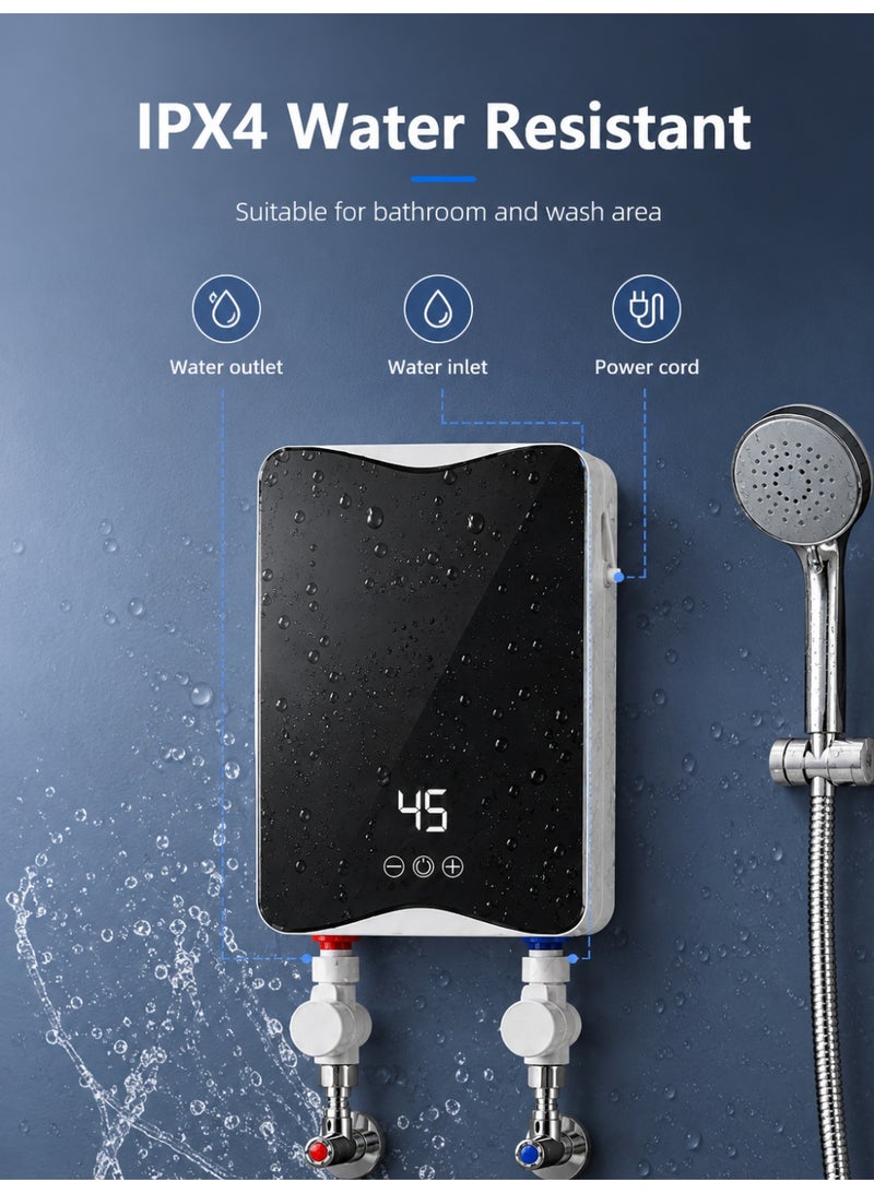 ALongDeng Electric Water Heater 5500W Portable Tankless Water Heater with LED Display Adjustable Temperature IPX4 Waterproof Instant Water Heater for Shower Bathroom Kitchen - Image 3